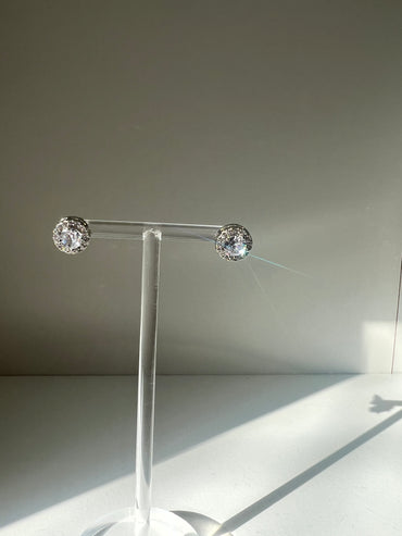 Elegant Rose stud earrings showcasing crystal diamond