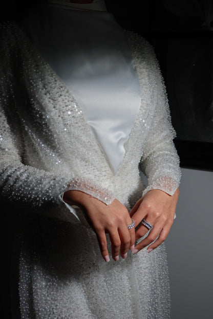 Lamiya Pearl and Crystal Beaded Bridal Robe