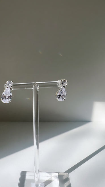 Stylish silver Charolette earrings with delicate crystal accents