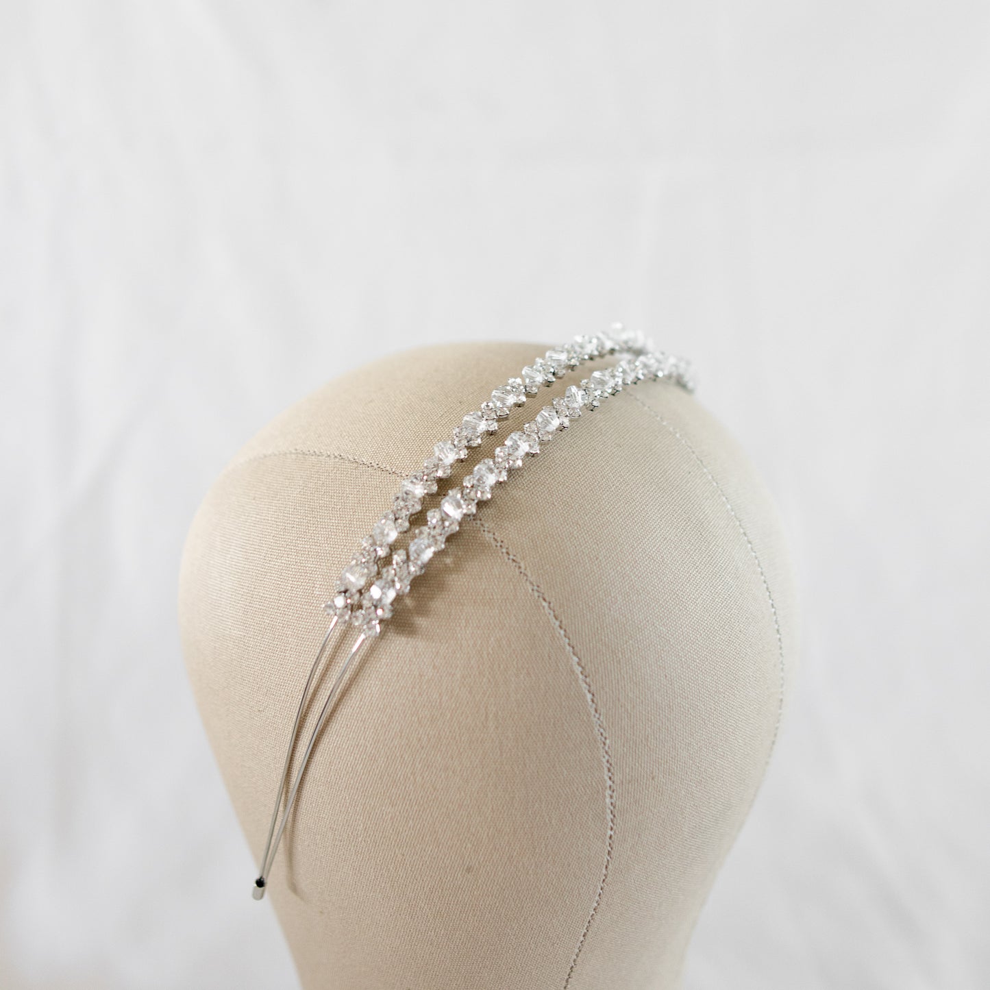 White headband with sparkling crystal beads