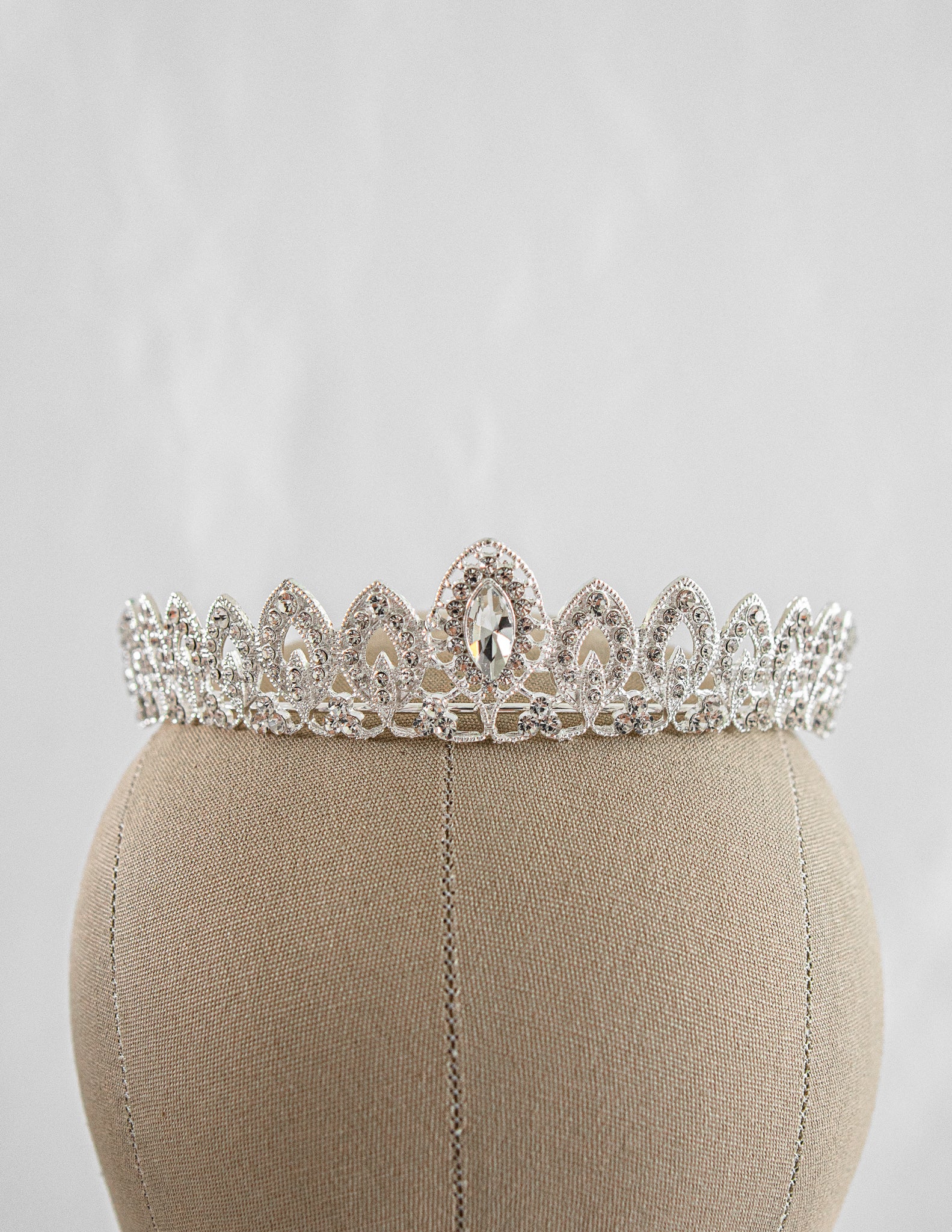 Shiny Azra bridal tiara with diamond and crystal design