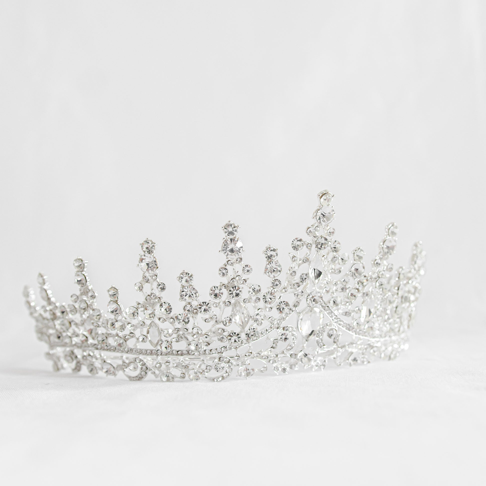 A closer look of Hazel bridal tiara with sparkling crystals